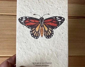 Tarjeta de felicitación con semillas de flores silvestres para plantar de la mariposa monarca