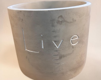 Maceta de cemento de 6 pulgadas “Live” – Maceta moderna minimalista y pesada