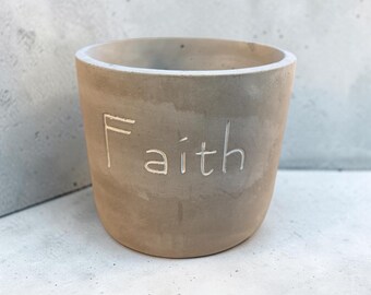 Maceta de cemento de 6 pulgadas “Faith” – Maceta moderna minimalista y pesada