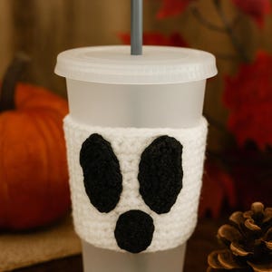 Crochet Ghost Face Coaster Pattern, Halloween Spooky Amigurumi Tutorial, English Pattern File For Beginner, DIY Home Decor