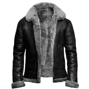 Handgefertigte B3 Shearling Fliegerjacke - Echte Schaffell Leder Bomberjacke