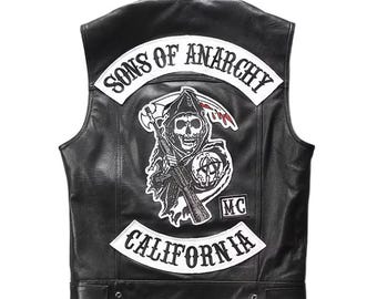 Men’s Black Biker Leather Vest – Handmade Club Style Motorcycle Waistcoat, Vintage Riding Gear