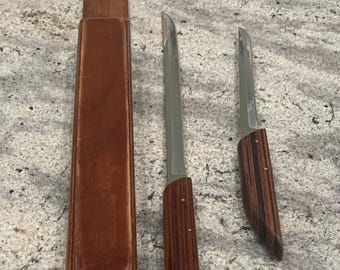 Vintage ShurEdge Rosewood Kitchen Knife Set in Holder — Gourmet Carver Knives