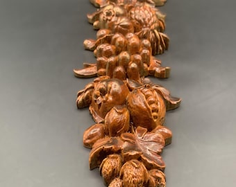 Vintage 1960s Syroco Wall Plaque with Bow and Fruit Swag, Hollywood Regency Baroque Style