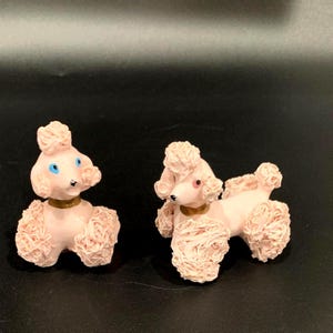 Pair of Vintage Pink Spaghetti Poodle Figurines – Made in Japan, 1950s