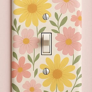 Floral Light Switch Cover – Cute Flower Wall Plate – Spring Decor for Nursery, Bedroom, Bathroom, or Living Room – Whimsical Switch Plate