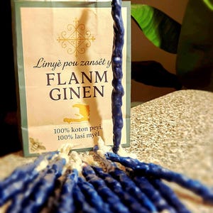 Organic Vodou Ritual Candles- Bouji ble (blue) Haitian Bouji/Chandel Hoodoo Wicca Lwa Beeswax Haiti Dantor Boran Madan Lenba