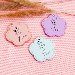 Custom Engraved Flower Mirror, Personalized Leather Pocket Mirror with Birth Flower, Bridesmaid Gift Idea, Cute Gift for Her