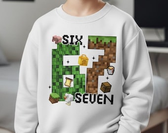 Six Seven Kids Sweatshirt, 6 7 Gamer Jumper, Pixel Block Birthday Shirt, 67 Meme Gift, Funny Gamer Kid Sweatshirt, 67 hoodie. Adult Sizes
