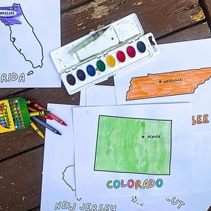 50 States Coloring Pages - USA Geography | Map of USA