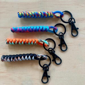 Custom Paracord Keychain with Charm – Matte Black Hardware | Choose Colors | Handmade Gift