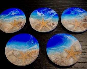 Ocean Resin Seashell Magnets: Coastal Decor, Beach Wedding Favors