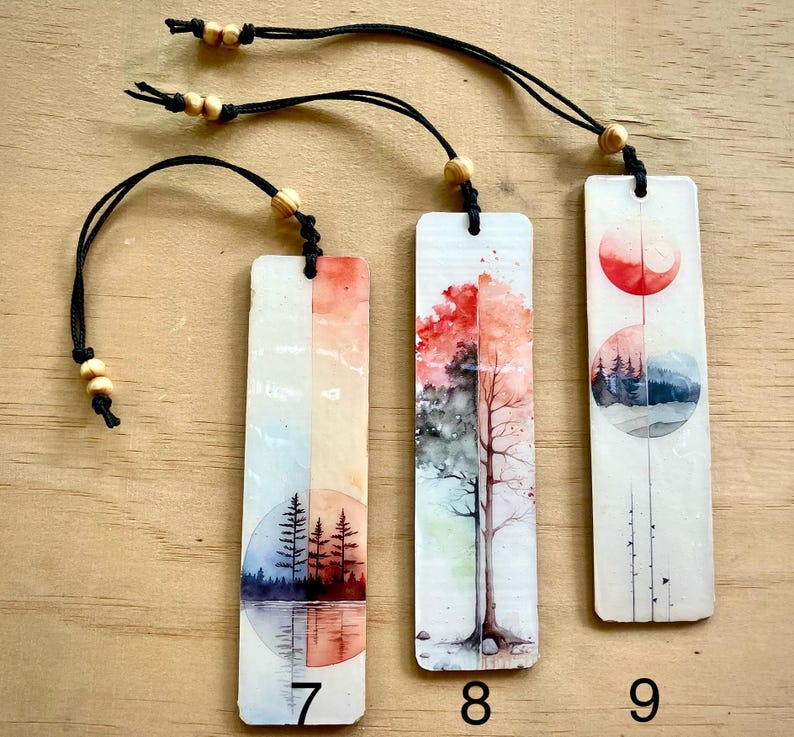 Handmade Wood and Resin Bookmark: Nature Scene Design - Etsy