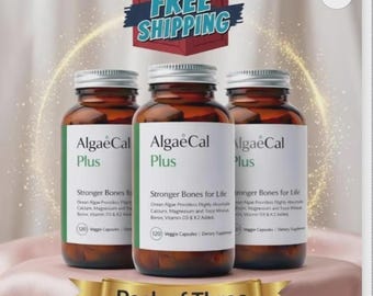 Pack de 3 suplementos de calcio AlgaeCal Plus / Apoyo óseo de origen vegetal con vitamina D3 + K2