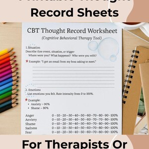 CBT Thought Record PDF – Reduce Anxiety Fast | Printable Therapy Tool for Challenging Negative Thought