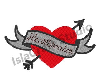 Valentine’s Day “Heartbreaker” Embroidery Design | Galentine’s Heart & Arrow Machine Embroidery File | Digital Download