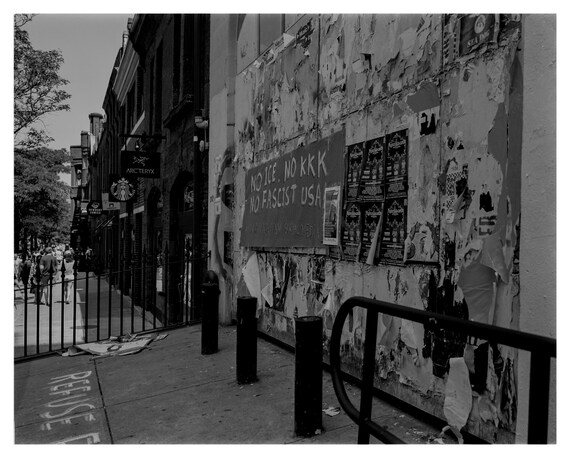 Boston Protest Wall on Newbury Street Black and White 4x5 Urban