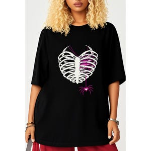 Spider Web Heart Graphic T-Shirt | Gothic Punk Y2K Style Tee | Unisex Shirt Made in USA | Sizes S–5XL