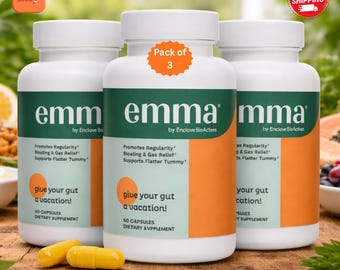 Emma Gut Health Supplement 3 Pack - Bloating, Gas Relief, Digestive Support