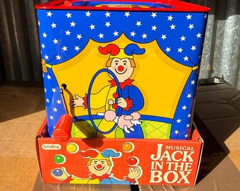 Vintage Musical Jack in the Box Clown Toy – Schylling Tin Nursery