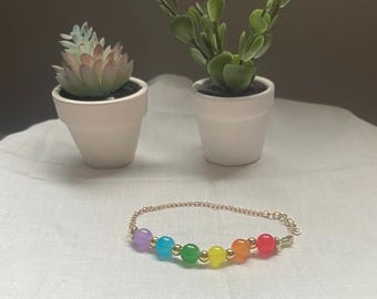 Rainbow Glass Bead Bracelet
