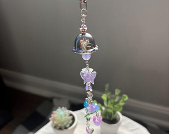 Aster Flower Themed Silver Keychain