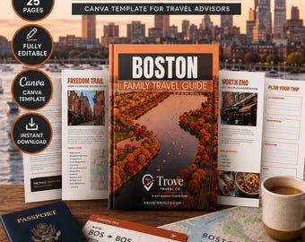Boston Family Travel Guide | 25-Page PDF Instant Download | Freedom Trail, Fenway Park, Itinerary, Food Guide