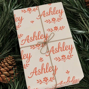Name Collage Personalized Wrapping Paper, Custom Gift Wrap for Her, Elegant Name Wrapping Paper, Floral Gift Wrap Custom Wrapping Paper Roll