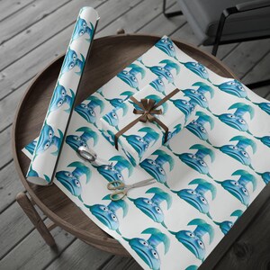 Pouty Fish Style Gift Wrap, Ocean Fish Wrapping Paper, Under the Sea Birthday Wrap, Whimsical Gift Wrap for Kids image 4