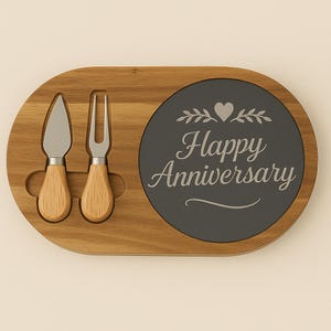 Personalized Charcuterie Board with Slate Tools, Wedding Cheese Board, Housewarming Gift, Funny Wine Board, Holiday Entertaining Platter
