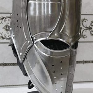 Medieval Knight Helmet | Full Face Visored Helmet | 18G Steel Functional Armor | LARP SCA Cosplay Helmet | Crusader Helmet Replica