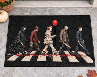 Horror Movie Doormat, Halloween Welcome Mat, Scary Front Door Mat, Spooky Porch Decor, Horror Fan Gift, Haunted House Extra Large Doormat
