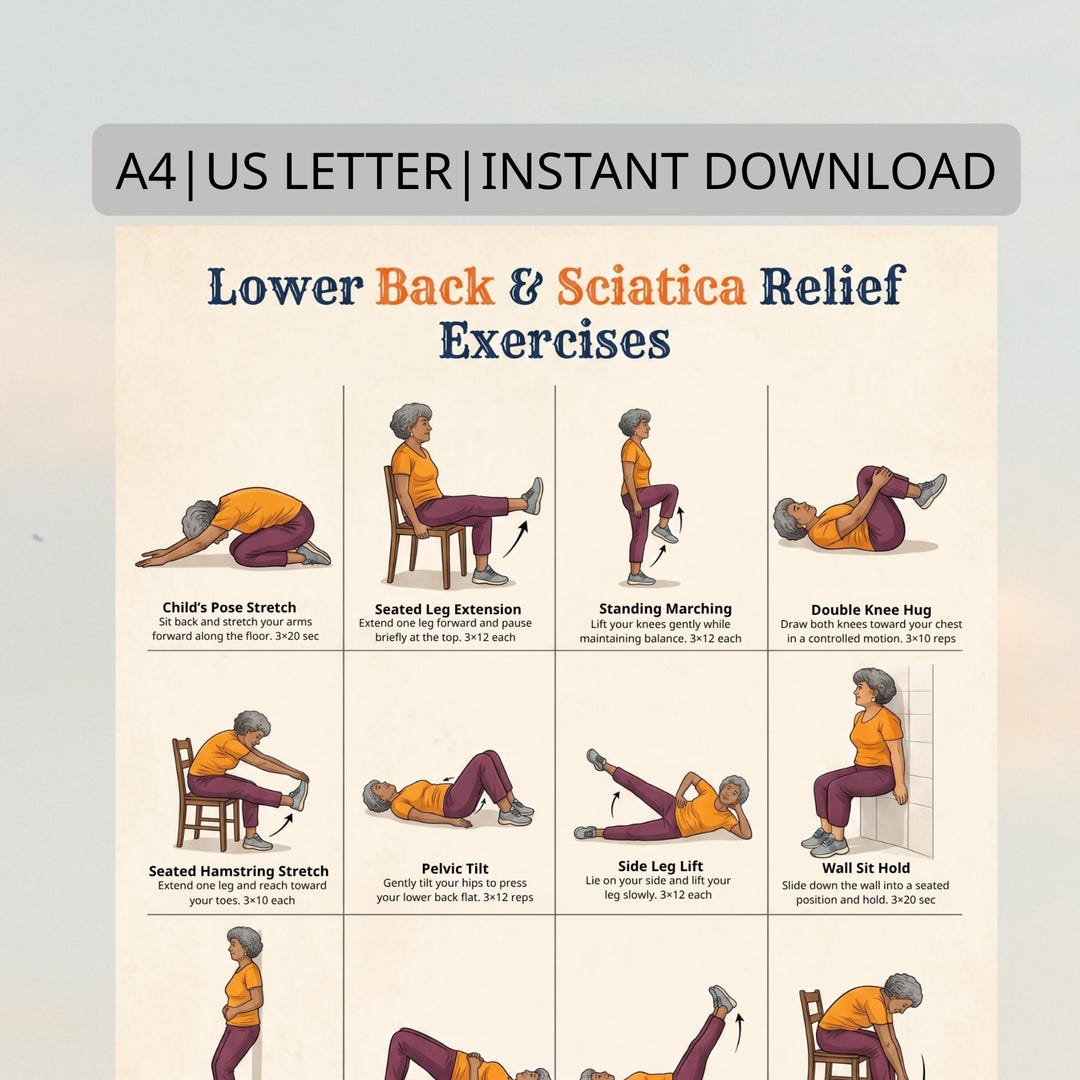 Sciatic Nerve Relief Exercises, Lower Back Exercise Routine, Seated and ...