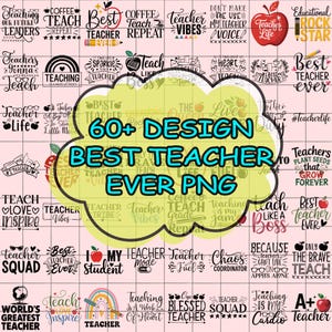 60+ Bester Lehrer aller Zeiten Png, Zurück in der Schule Lehrer Design, Lehrer-Shirt-Design, Schulanfang, erster Schultag Sublimation, Schulanfang