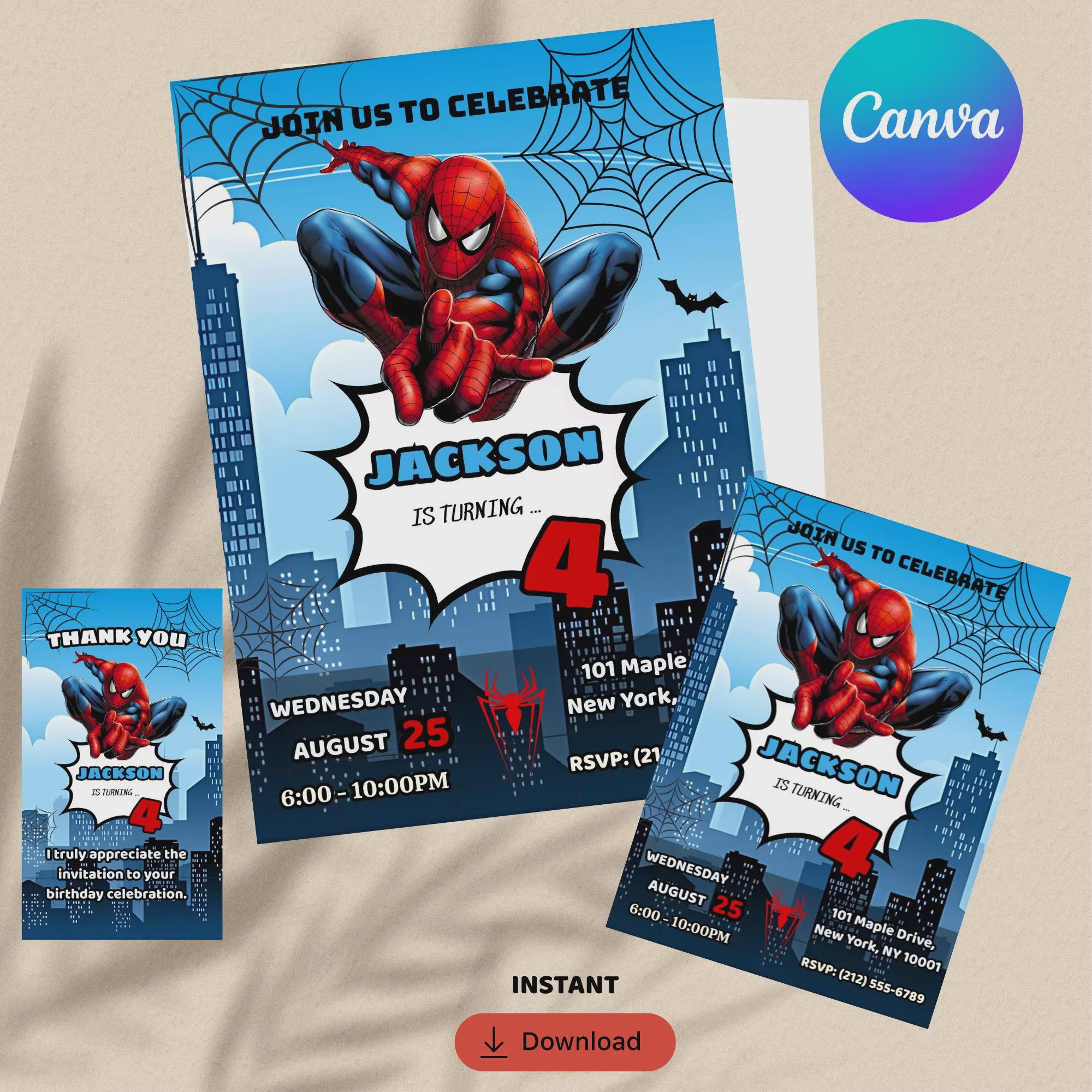 Biglietto Di Compleanno Personalizzato Spiderman Avengers Marvel Con - Foto 2