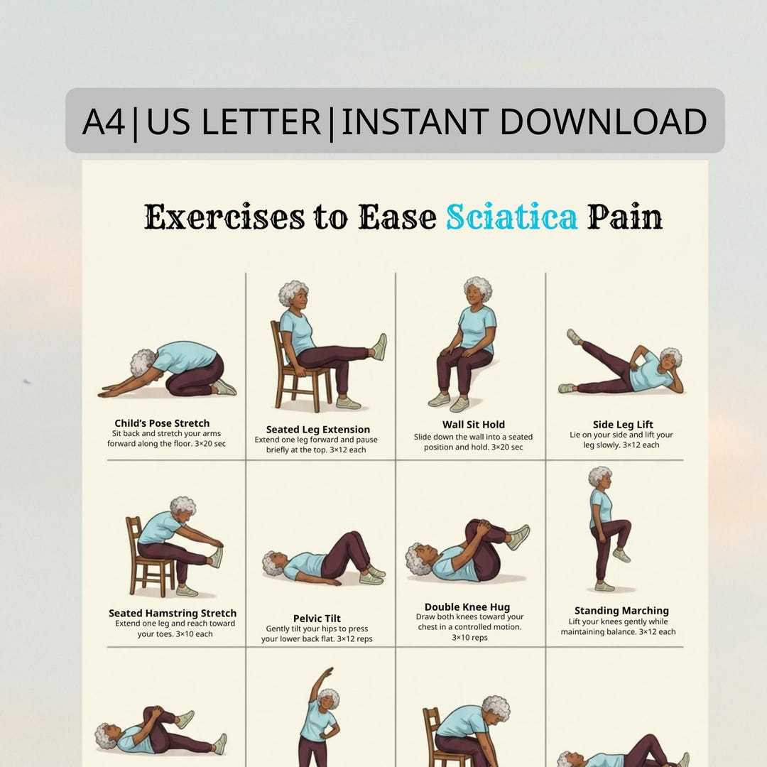 Exercises to Ease Sciatica Pain, Lower Back Exercise Routine, Seated ...