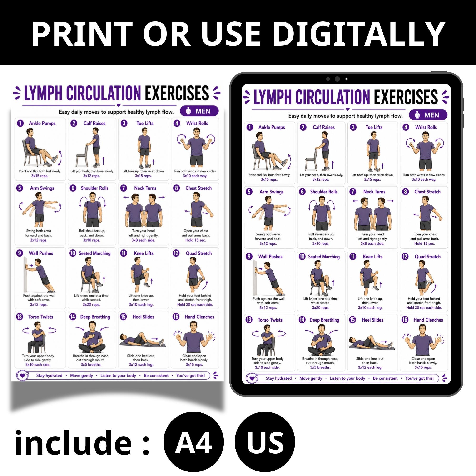 Lymphatic Exercise Routine For Men Lymph Circulation Exercises for Men | Lymphatic Health Routine | Lymph ...