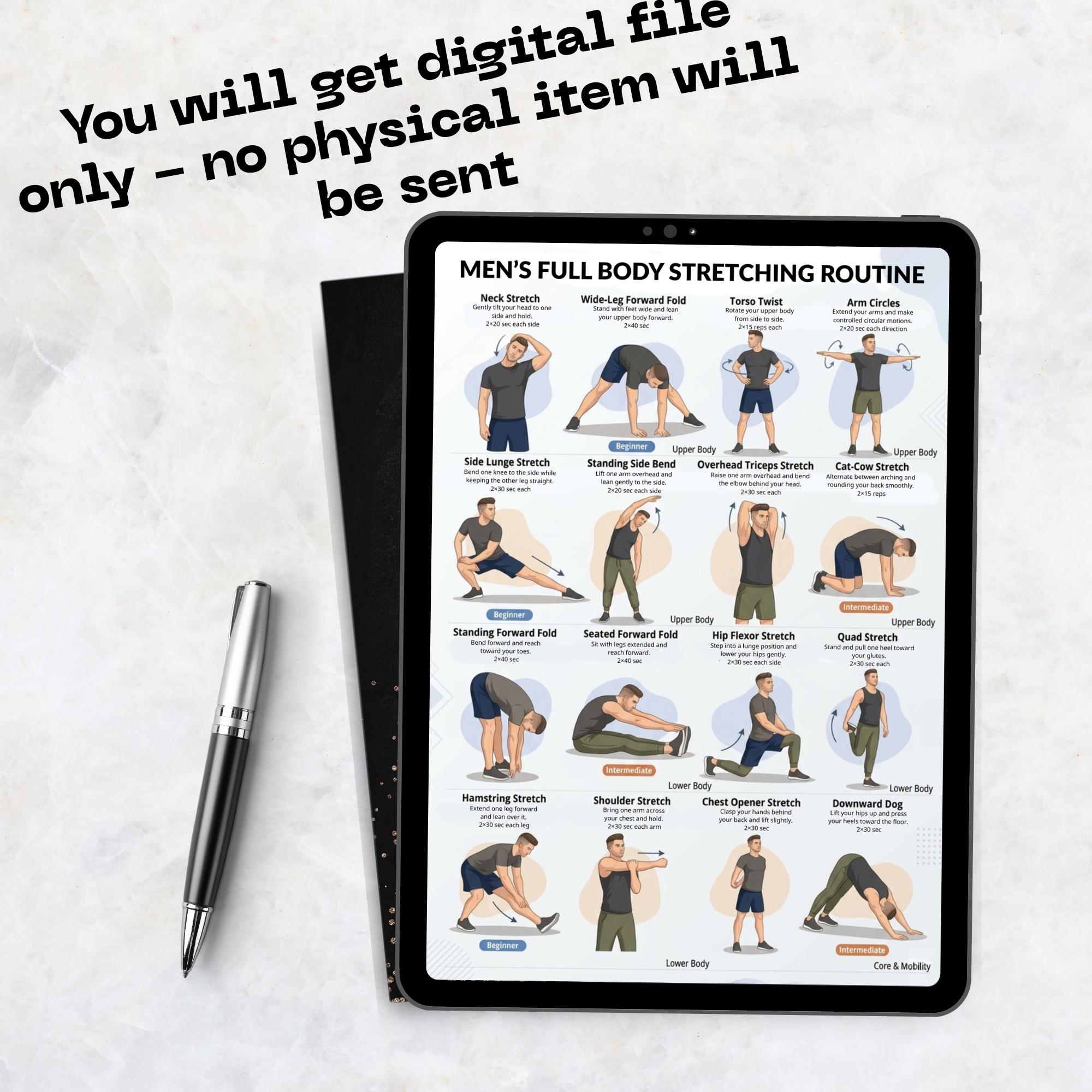 Full Body Stretch Routine for Men PDF, Daily Stretching Exercise Chart ...