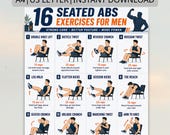 16 Seated Abs Exercises for Men Printable, Chair Core Workout Poster, Strong Seated Ab Exercise Chart, Fitness PDF Digital Download