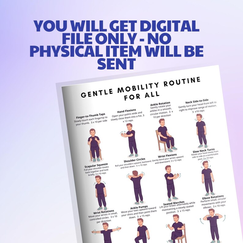 Micro Movements for Daily Mobility Poster PDF | Gentle Low Impact Seated & Standing Exercises Chart for Older Adults image 7