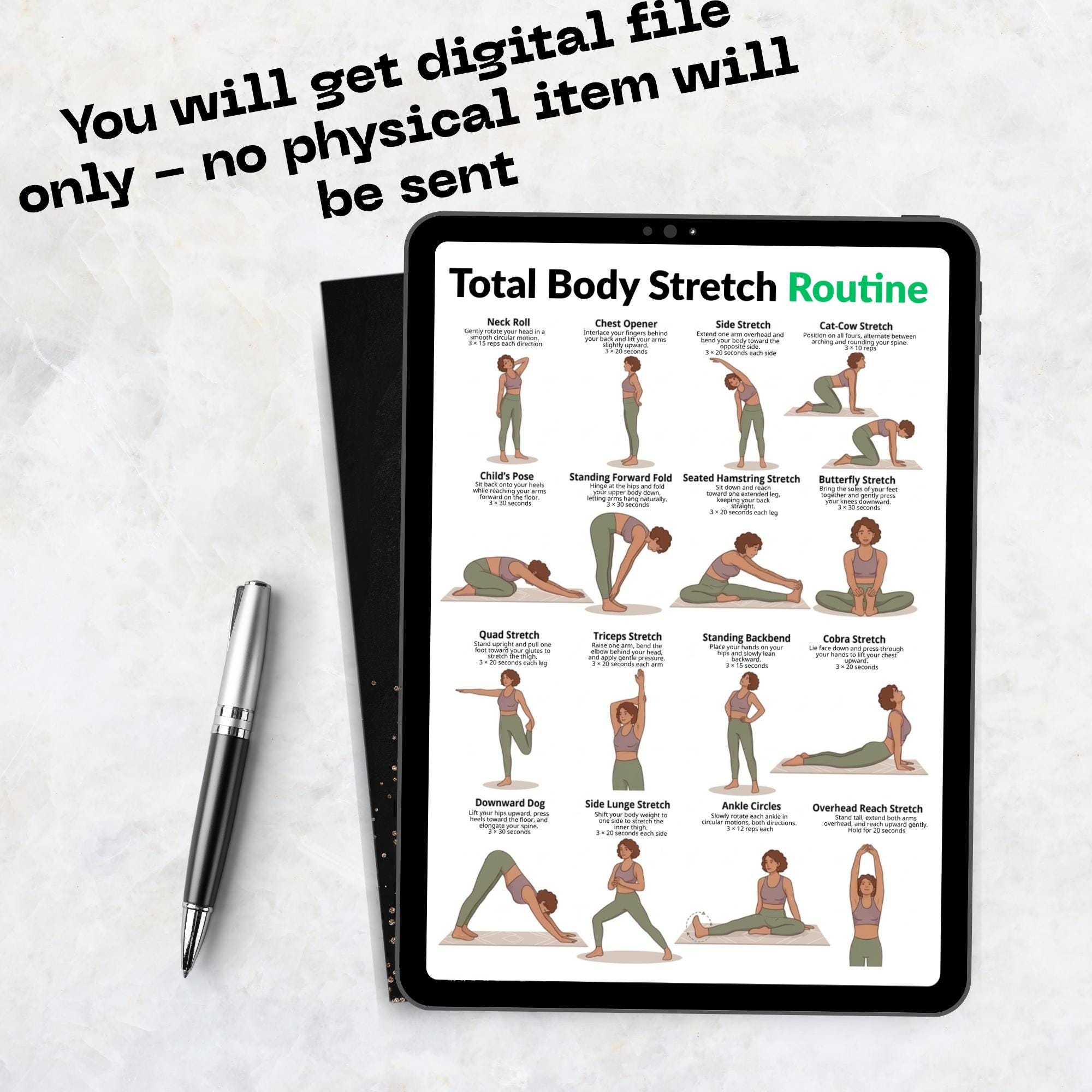 Full Body Stretch Poster With Flexibility Exercises | Home Stretch ...