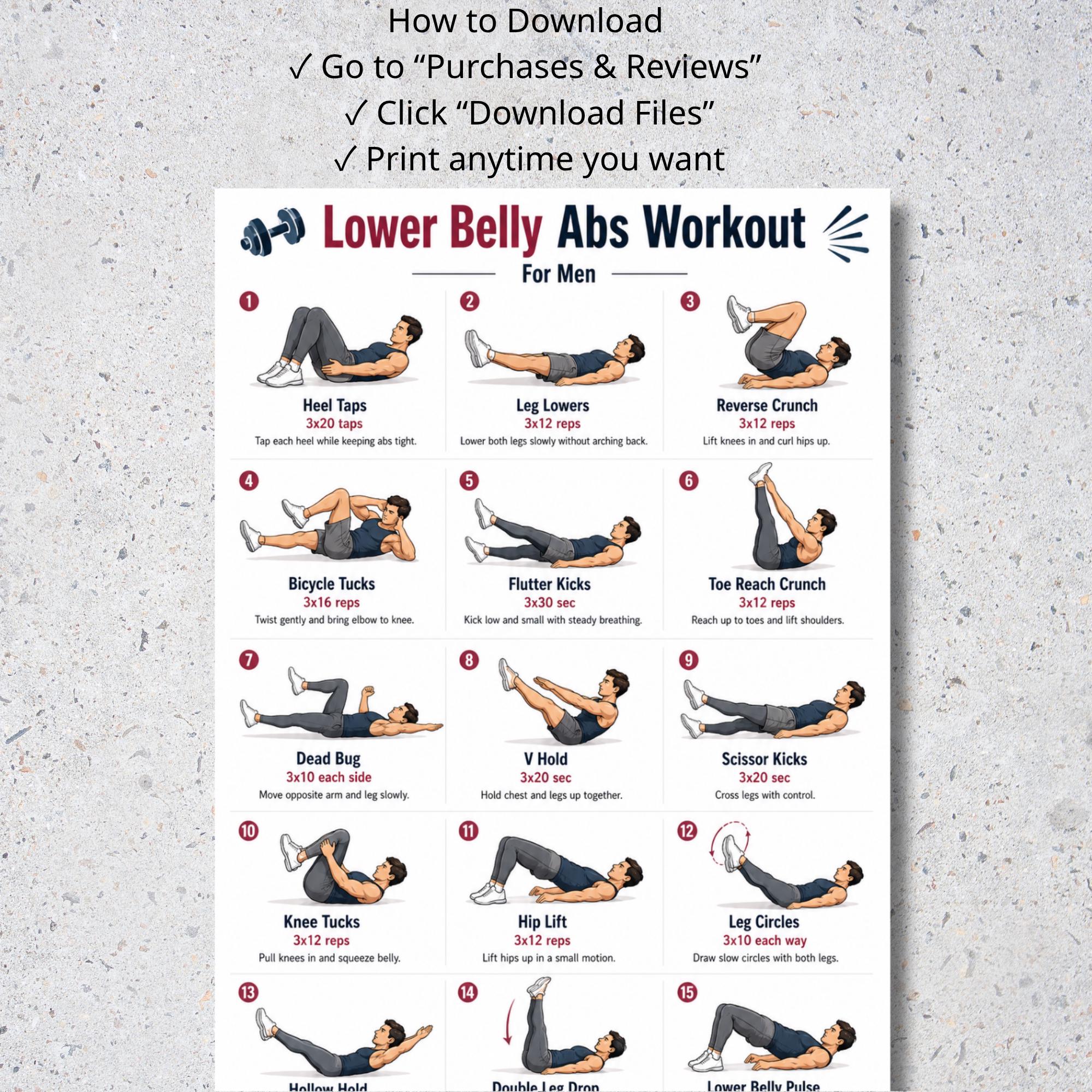 Lower Belly Abs Workout for Men | Printable Abs Strengthening Routine ...