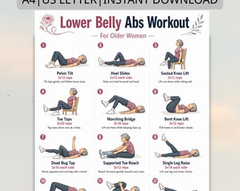 Lower Belly Abs Workout for Older Women | Printable Home Exercise Routine | Abs Strengthening PDF | Low Impact Abs Workout for Seniors