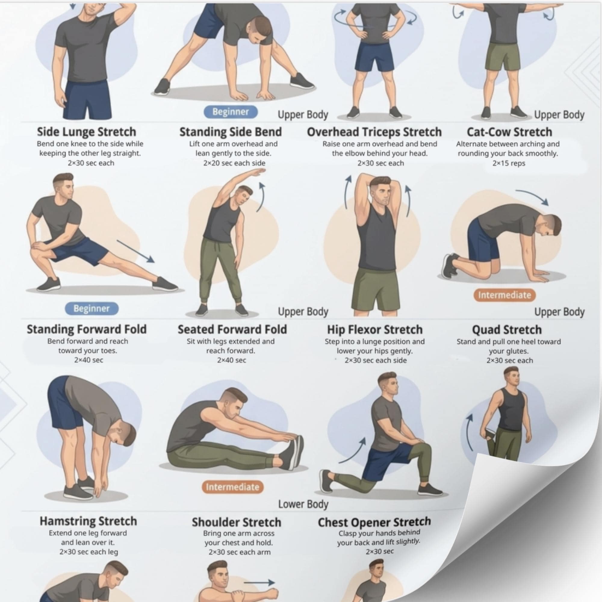 Full Body Stretch Routine for Men PDF, Daily Stretching Exercise Chart ...