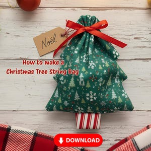Patrón en PDF para bolsa de árbol de Navidad con instrucciones paso a paso - descarga inmediata