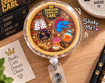 Shake New Achievement Dungeon Badge Reel, Dungeon Crawler Carl Retractable ID Holder, Dungeon Adventure Game Nurse ID Holder, Gift For Fan