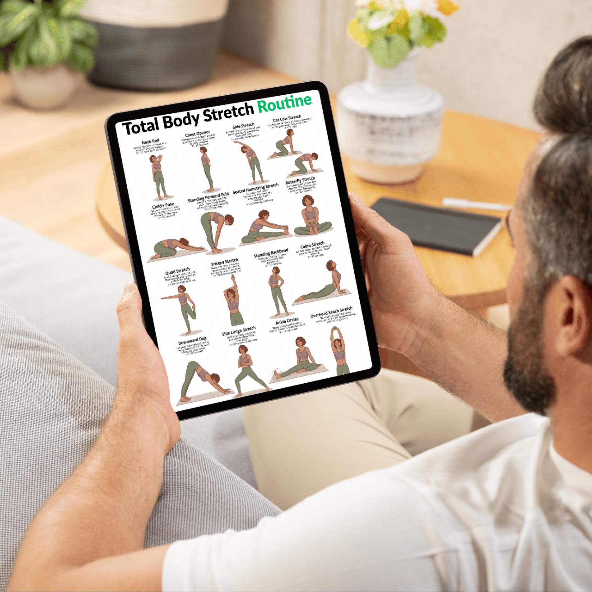 Stretch Fillable Full Body Stretch Poster With Flexibility Exercises | Home Stretch ...