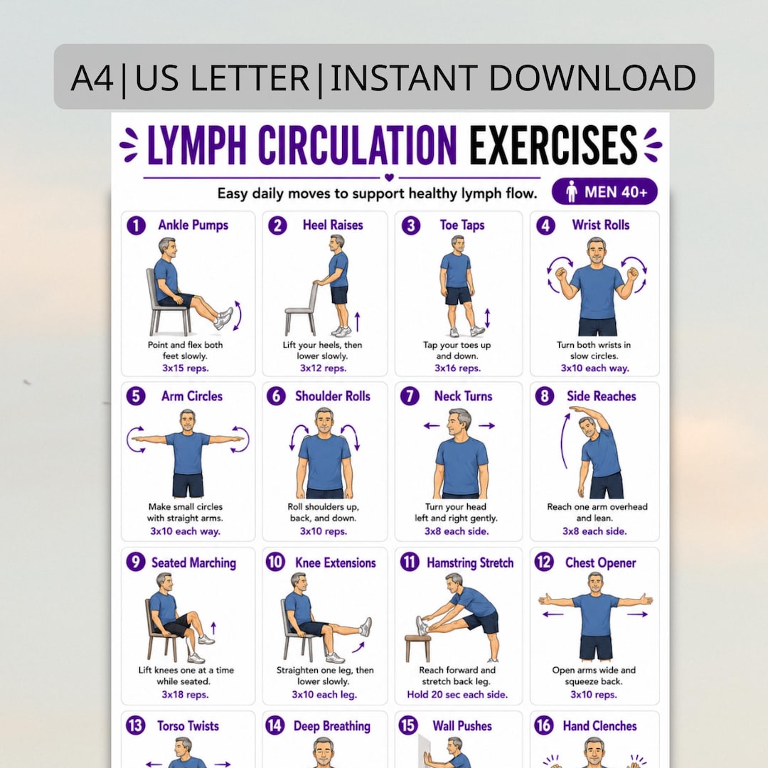 Lymphatic Exercise Routine For Men Lymph Circulation Exercises for Men 40+ | Lymphatic Health Routine ...
