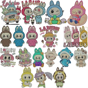 Labubu embroidery design, Monster Embroidery, Halloween Embroidery, Kawaii Embroidery, cute cartoon embroidery, Machine Embroidery Design