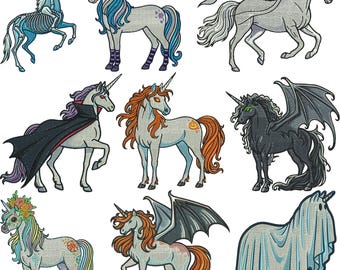 Unicorn embroidery design, Pegasus Embroidery, Halloween Unicorn Embroidery, Magical Unicorn, Machine Embroidery Design